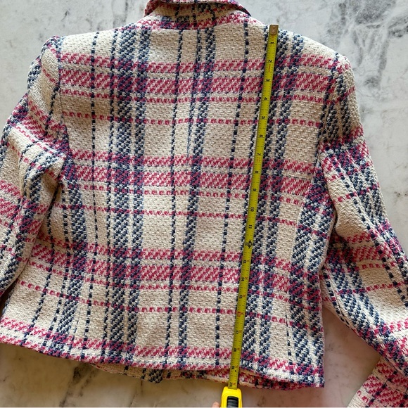 Zara blue, pink and cream plaid tweed double breasted blazer. NWT size M - Picture 9 of 10
